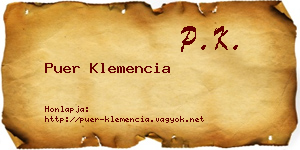 Puer Klemencia névjegykártya